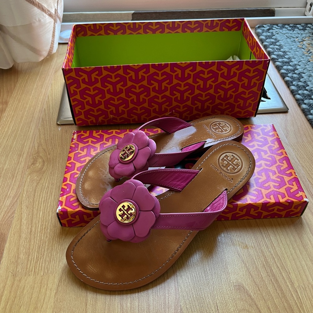Tory Burch Fuchsia Floral Sandals